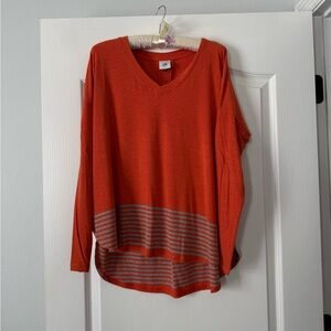 Cato Vivid Orange and Gray V-Neck Sweater